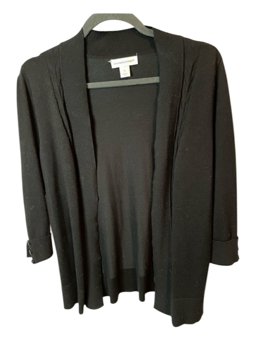 Christopher & Banks Black Open Front Cardigan Sweater Size Small